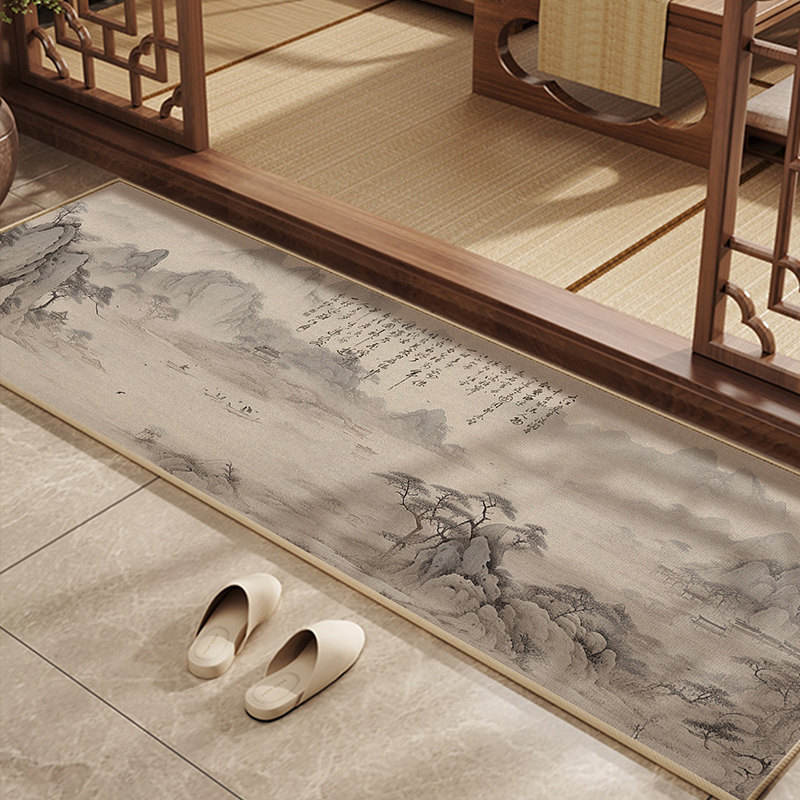 阳台地垫新中式户外庭院进门口门垫客厅长条地毯防滑耐脏家用脚垫