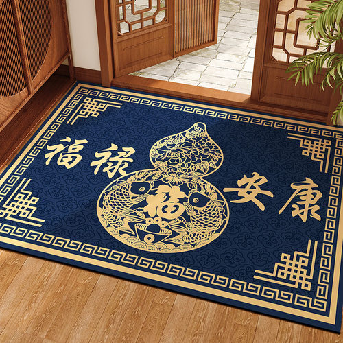 蓝色硅藻泥玄学入户门地垫防滑