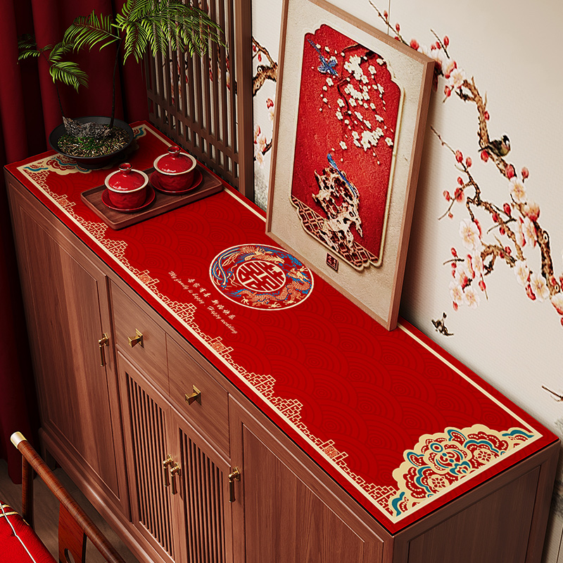 结婚喜字电视柜桌垫餐边柜鞋柜