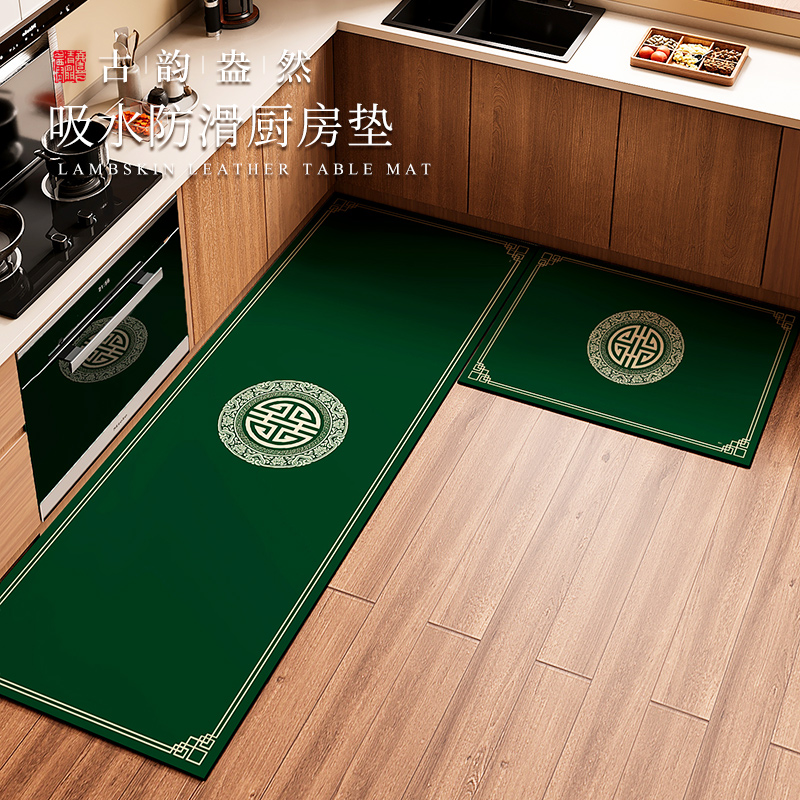 绿色厨房专用地垫长条硅藻泥吸水