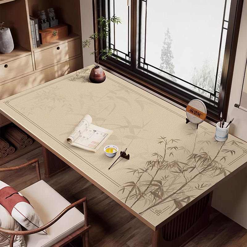 中式皮革pvc桌布客厅防水防油茶几茶桌餐桌垫书房禅意书桌保护垫,居家布艺,桌布,淘宝优惠券,粉丝福利购,淘宝优惠卷