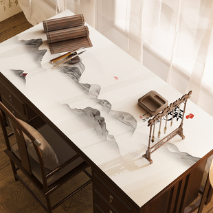 新中式禅意书桌垫防水防油免洗茶几台面桌布pvc长方形桌面保护垫