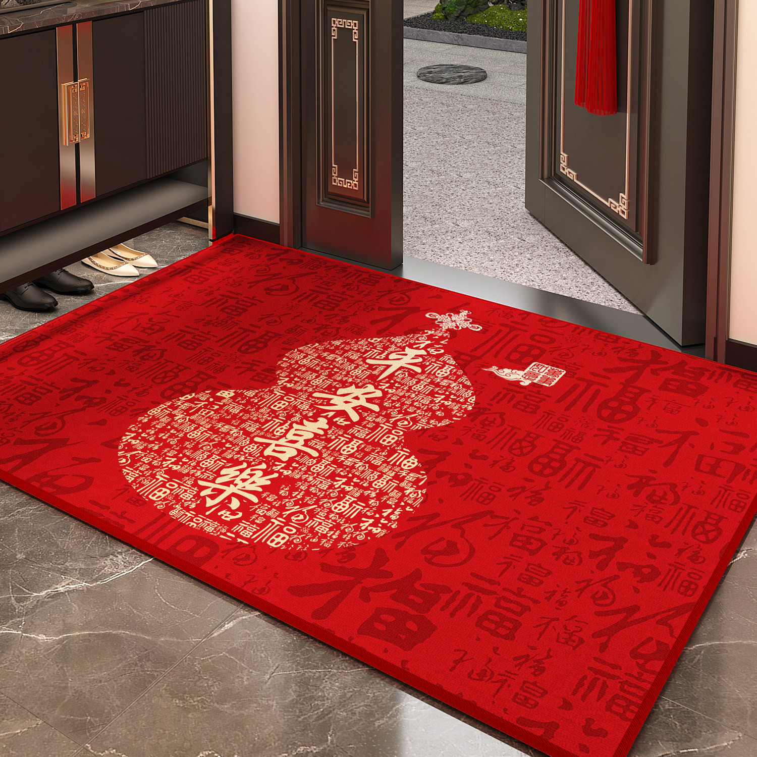 2026新年款入户门地垫室内进门口马年红色地毯家用脚垫防滑门垫,居家布艺,入户地垫,淘宝优惠券,粉丝福利购,淘宝优惠卷