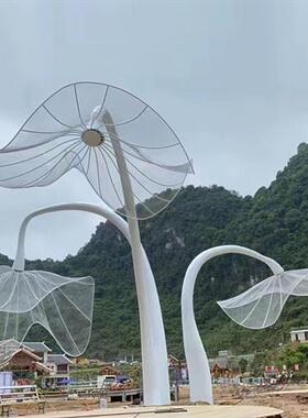 大型不锈钢雕塑花朵户外广场商业街景观灯镜面led发光景观雕塑