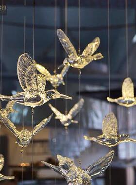 轻奢现代手工艺术品飞鸟灯展厅客房走廊楼道LED酒店工程吊灯