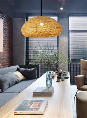 竹编吊灯年新款客厅餐厅卧室书房茶室阳台创意竹艺灯民宿灯具