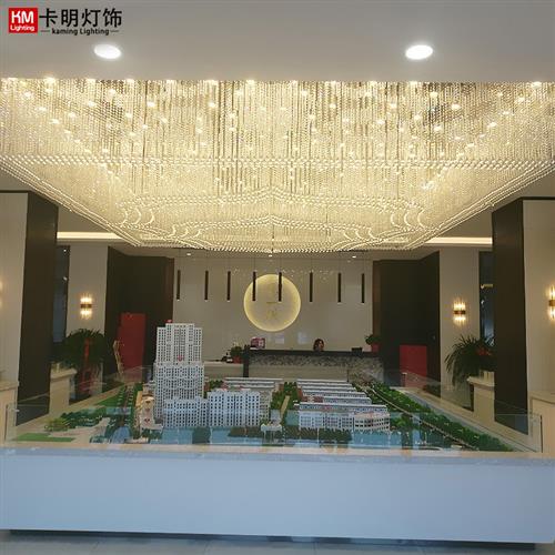 水晶灯商业大厦酒店会所大厅灯售楼中心沙盘吊灯非标工程灯具定做