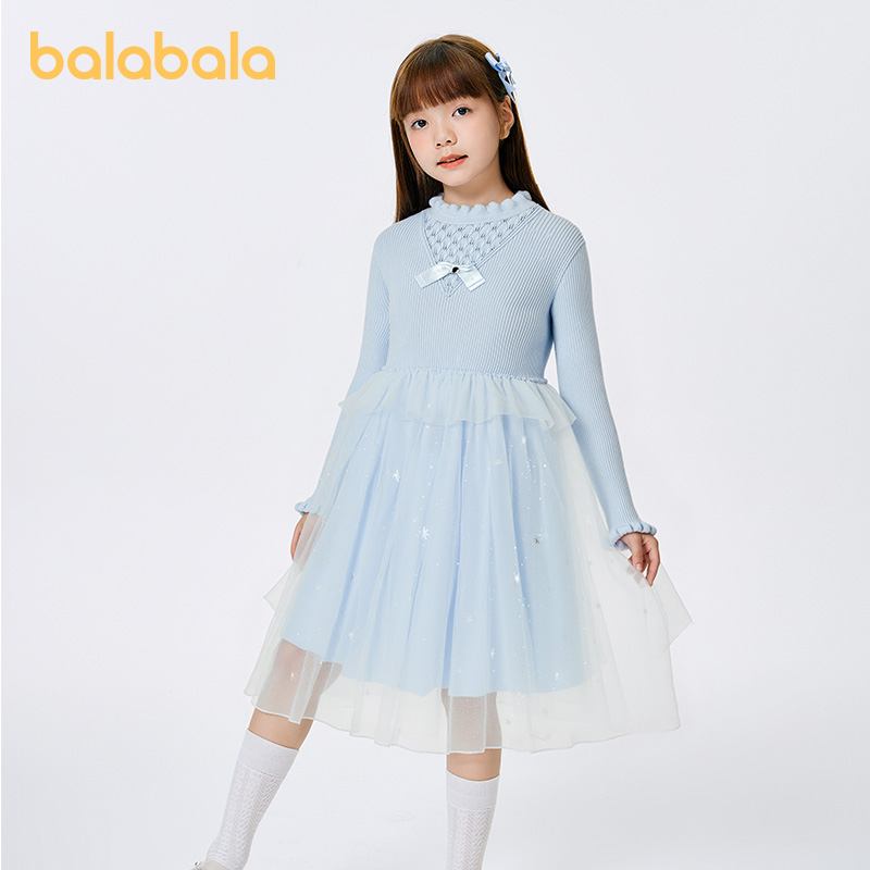巴拉巴拉balaOne针织网纱裙洋气