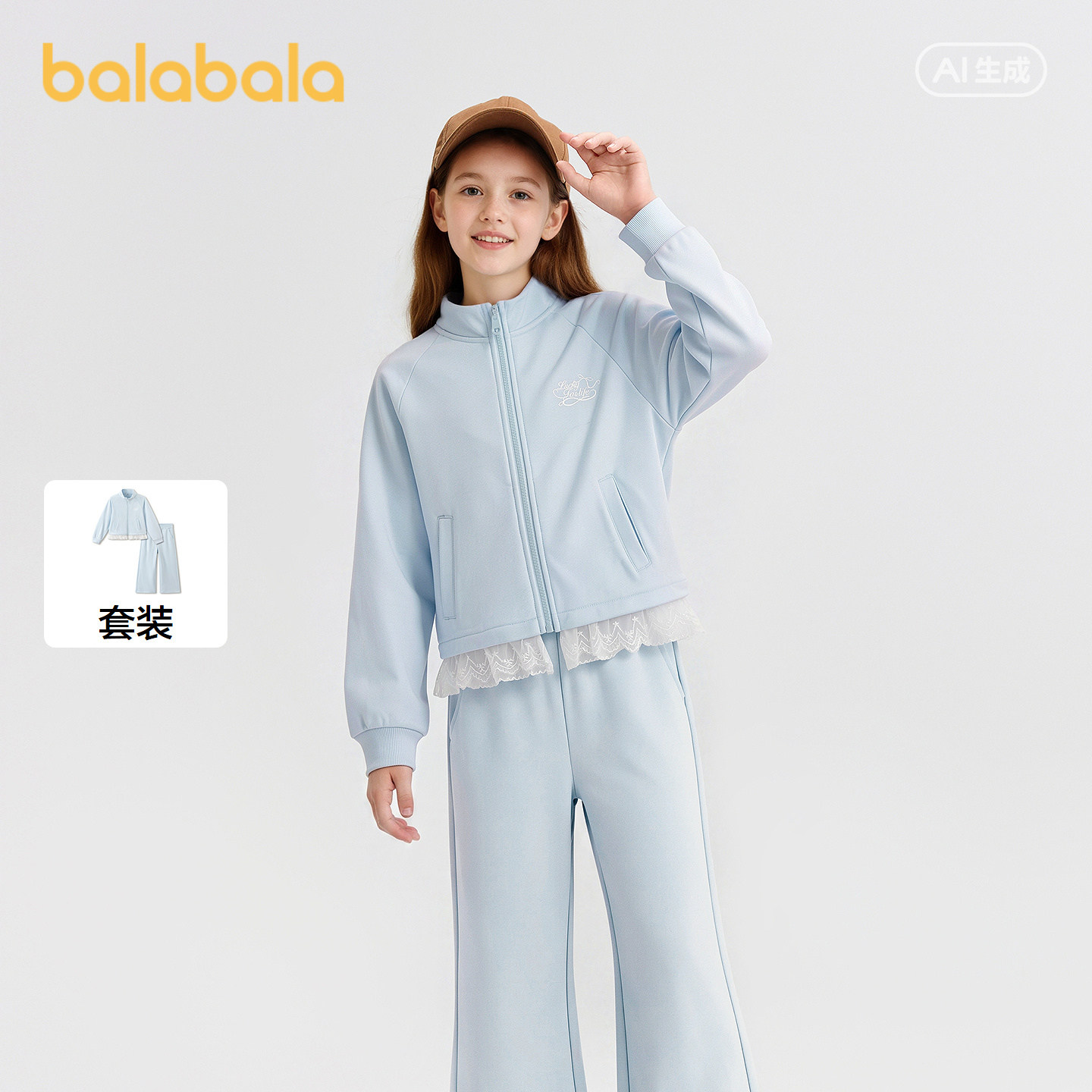 【balaOne】巴拉巴拉儿童套装女童长袖两件套2026新款秋装甜美女