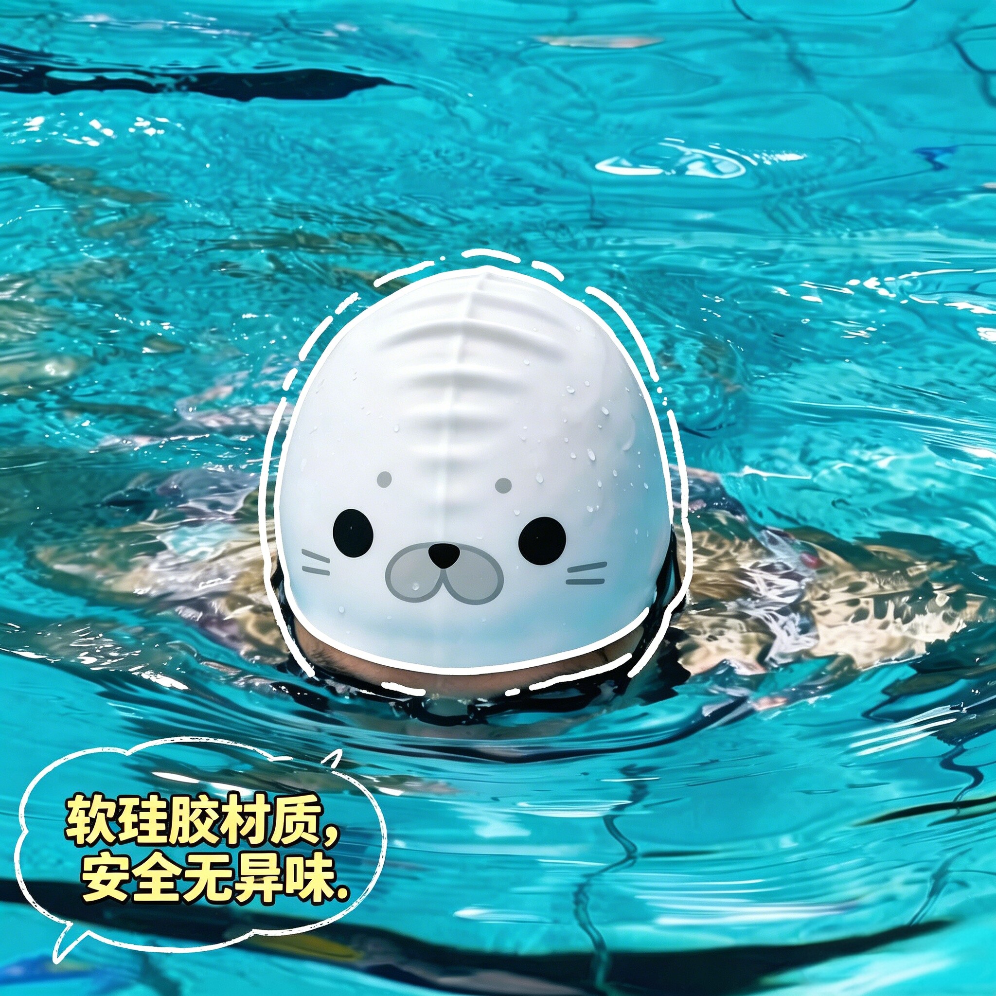 可爱硅胶长发加大防水护耳泳帽