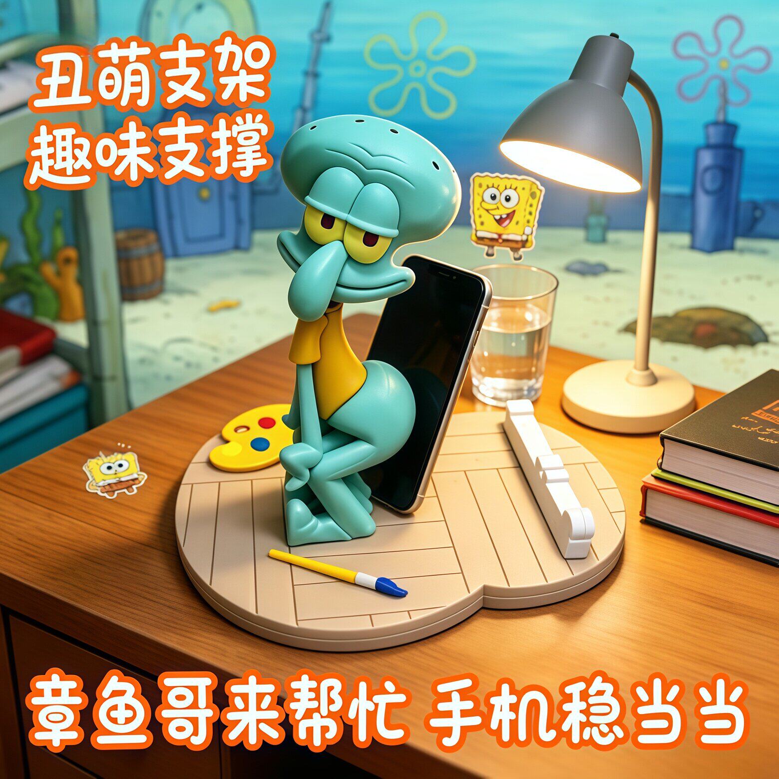 章鱼哥可爱卡通桌面手机支架