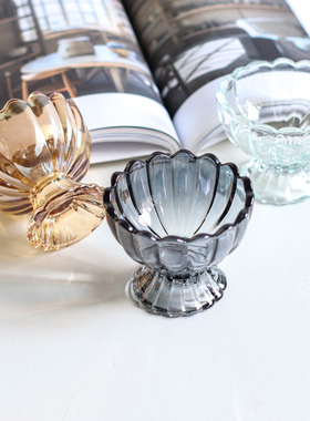 diy香薰蜡烛烟灰色冰淇淋杯金色欧式手工甜点容器透明高脚杯烛台