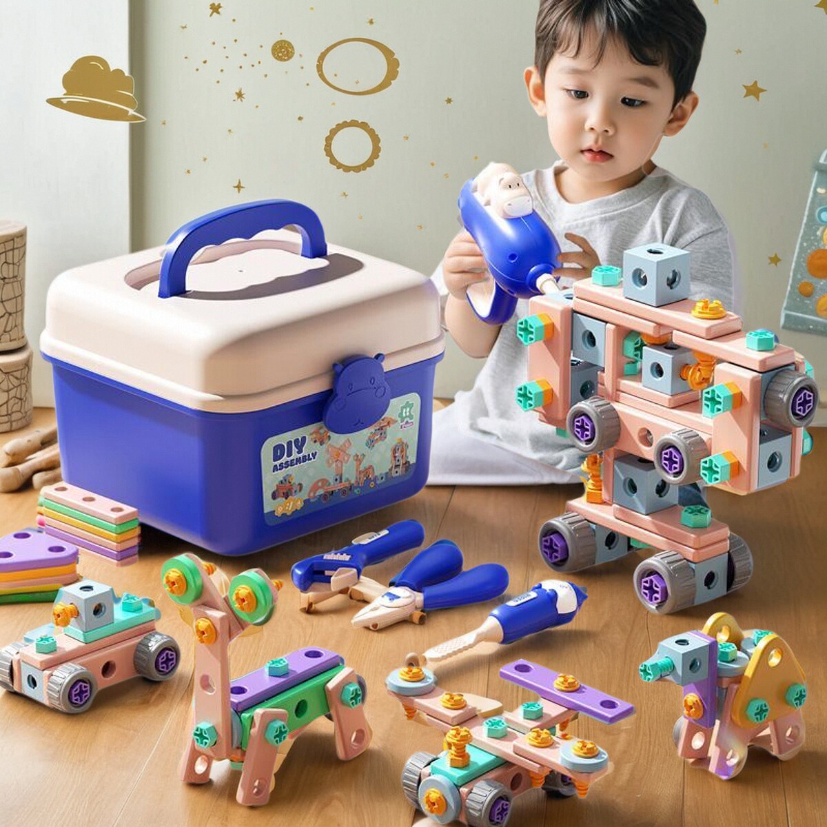 3-5拧螺丝电钻全新配色，收纳桶