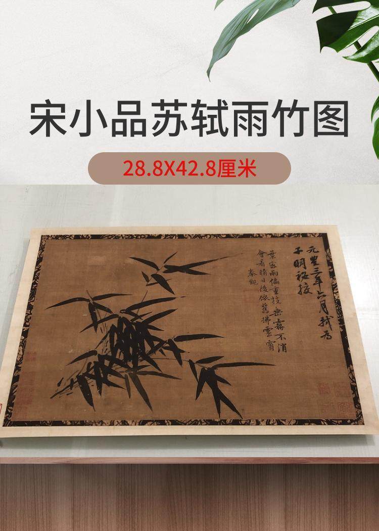 宋小品苏轼雨竹图页书画花草国画真迹高清微喷仿古装裱横幅装饰画