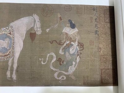 韩干胡人呈马图 清人摹本 书法国画作品长卷 装饰画芯 微喷复制品