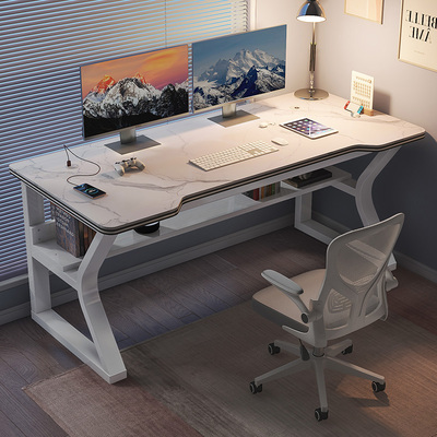 岩板电脑桌家用台式简约办公桌椅套装学生学习桌书桌轻奢电竞桌子