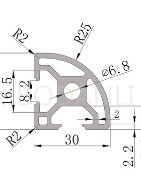 极速工业铝型材欧标3030r喷B砂黑色氧化扇形流水线弧形铝铝合金
