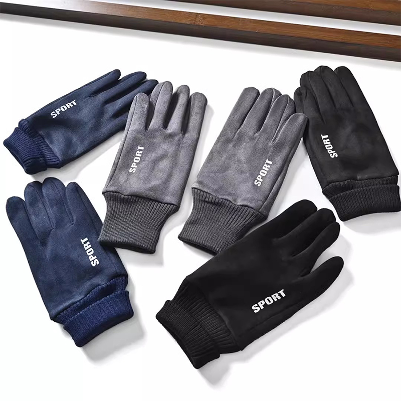 秋冬保暖手套女户外加绒加厚触屏骑行开车钓鱼男漏指防滑骑行手套