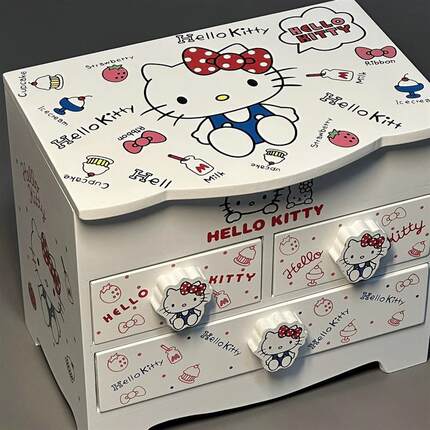 生日礼物hellokitty收纳盒带镜kt猫童趣女孩寝室首饰盒书桌收纳
