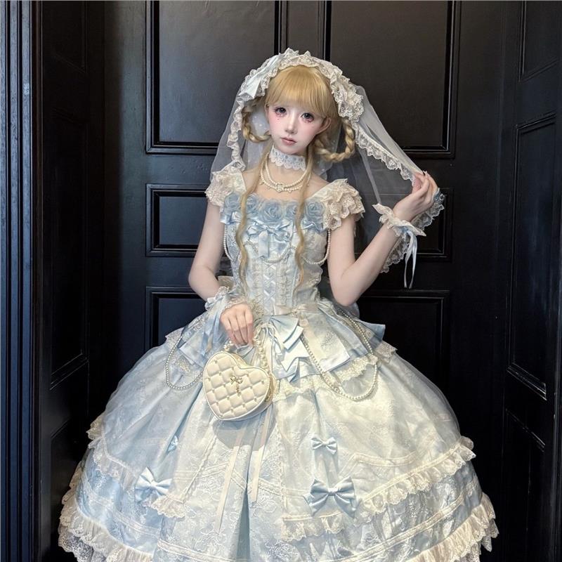冰水玫瑰甜美花嫁洛丽塔JSK