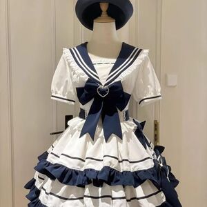 温柔海军风青春少女蛋糕裙洋装连衣裙lolita洛丽塔2025夏季新款潮