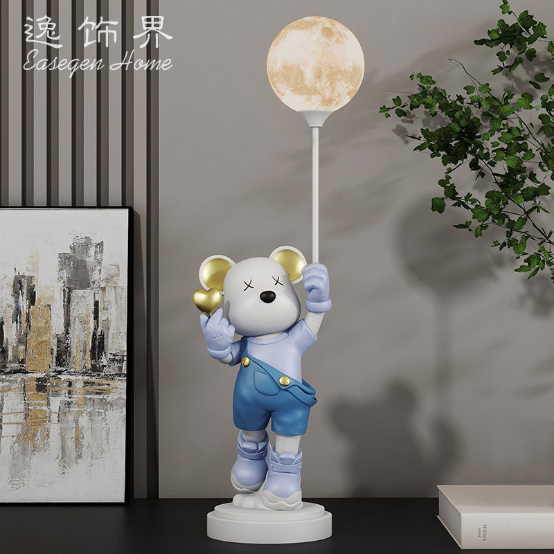 暴力熊摆件客厅遥控小夜灯桌面家居电视柜玄关装饰品乔迁新居礼物
