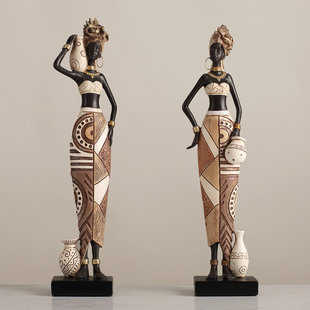 非洲风格 饰摆设 艺术部落人像摆件雕像手工彩绘非洲文化客厅树脂装
