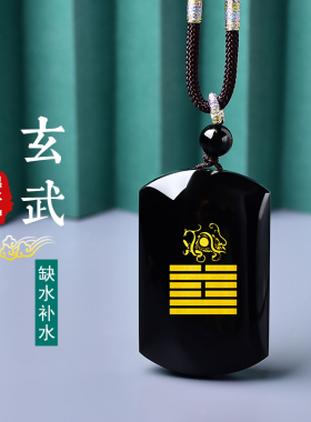 五行缺水补水 北方水神玄武 黑水晶属水吊坠项链水泽节卦黑色水晶