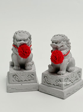 石狮子小摆件一对镇宅看门石雕
