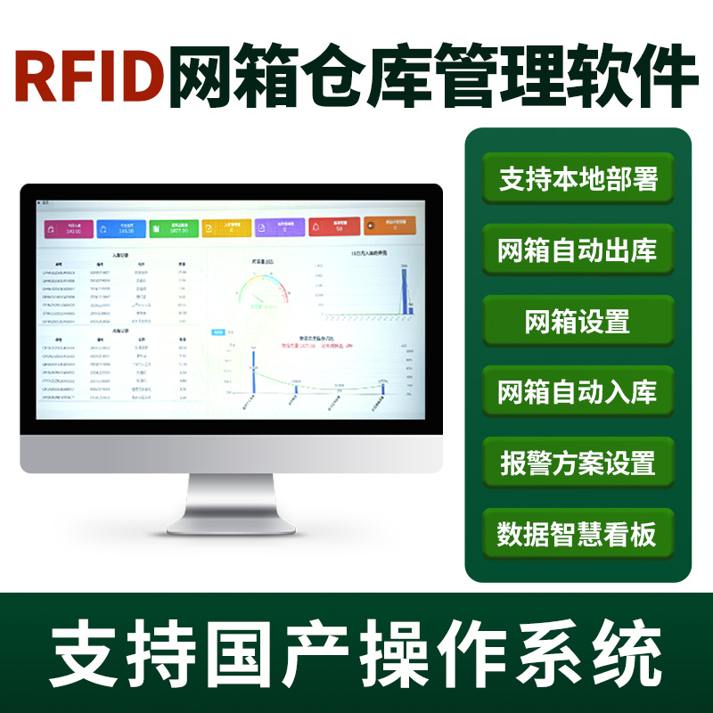 赋码通信创版RFID网箱装备方案感应智能自动出入库系统带数据智慧看板功能