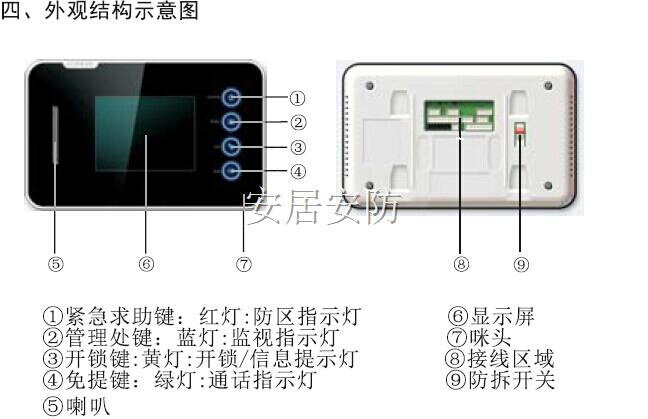 安居宝可视对讲分机电话家用对讲门铃彩色可视ajb-fj11ac f11ac9b