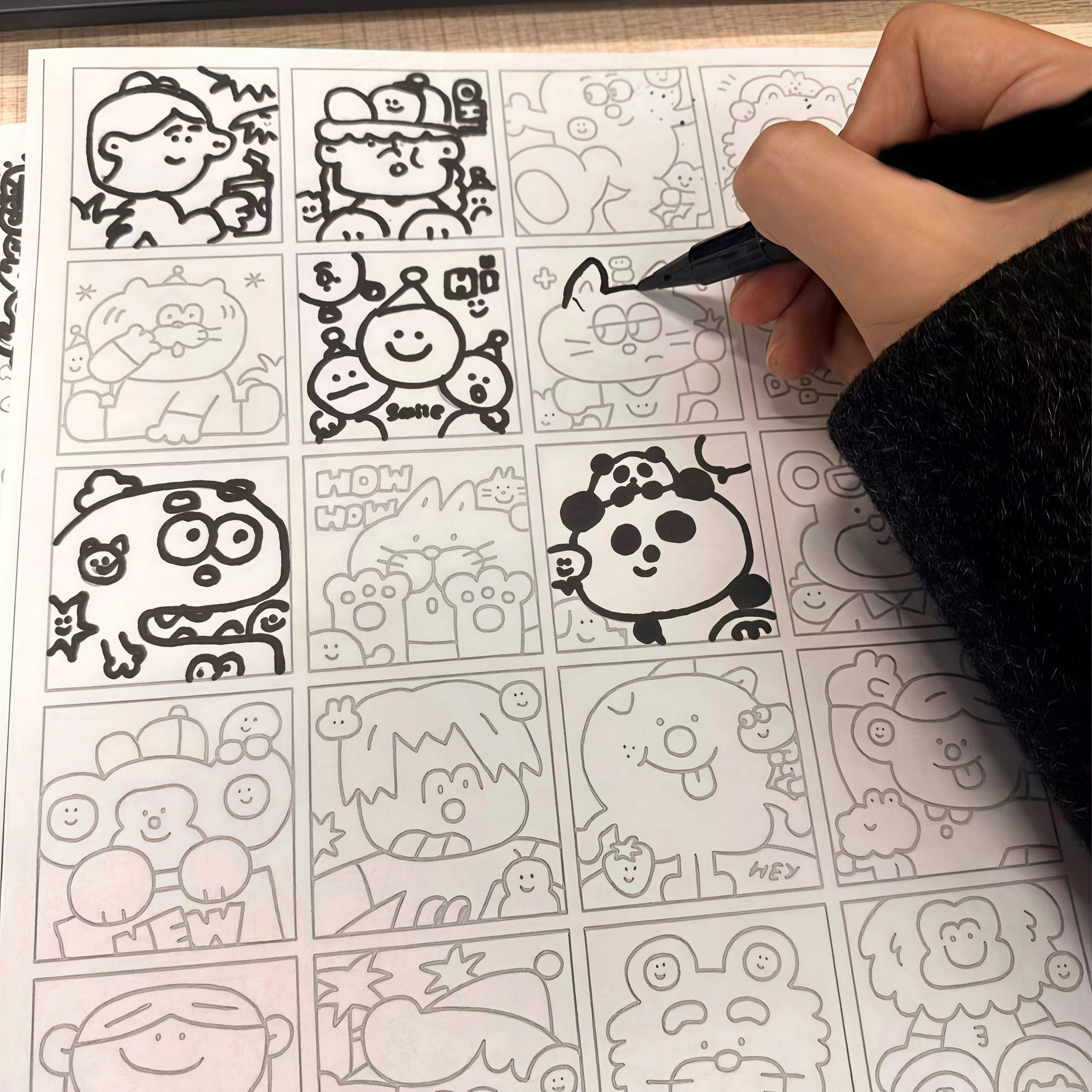 线稿画描摹本漫画手绘素描简笔画小学生上班族摸鱼解压创意玩具女