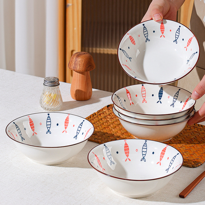 面碗家用陶瓷6英寸大号吃面碗饭碗釉下彩高颜值泡面斗碗新款餐具