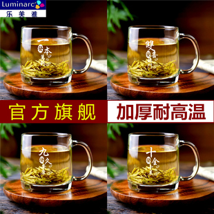 乐美雅耐高温玻璃杯茶杯带把手泡茶杯棋牌室茶楼招待客人喝水杯子