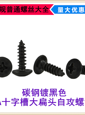 M2.3M2.6M3十字槽大扁头自攻螺丝TA黑色伞头蘑菇头大头大帽螺钉