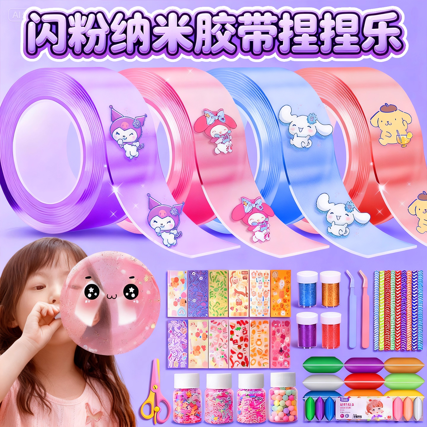 纳米吹泡泡胶带无毒闪粉捏捏乐