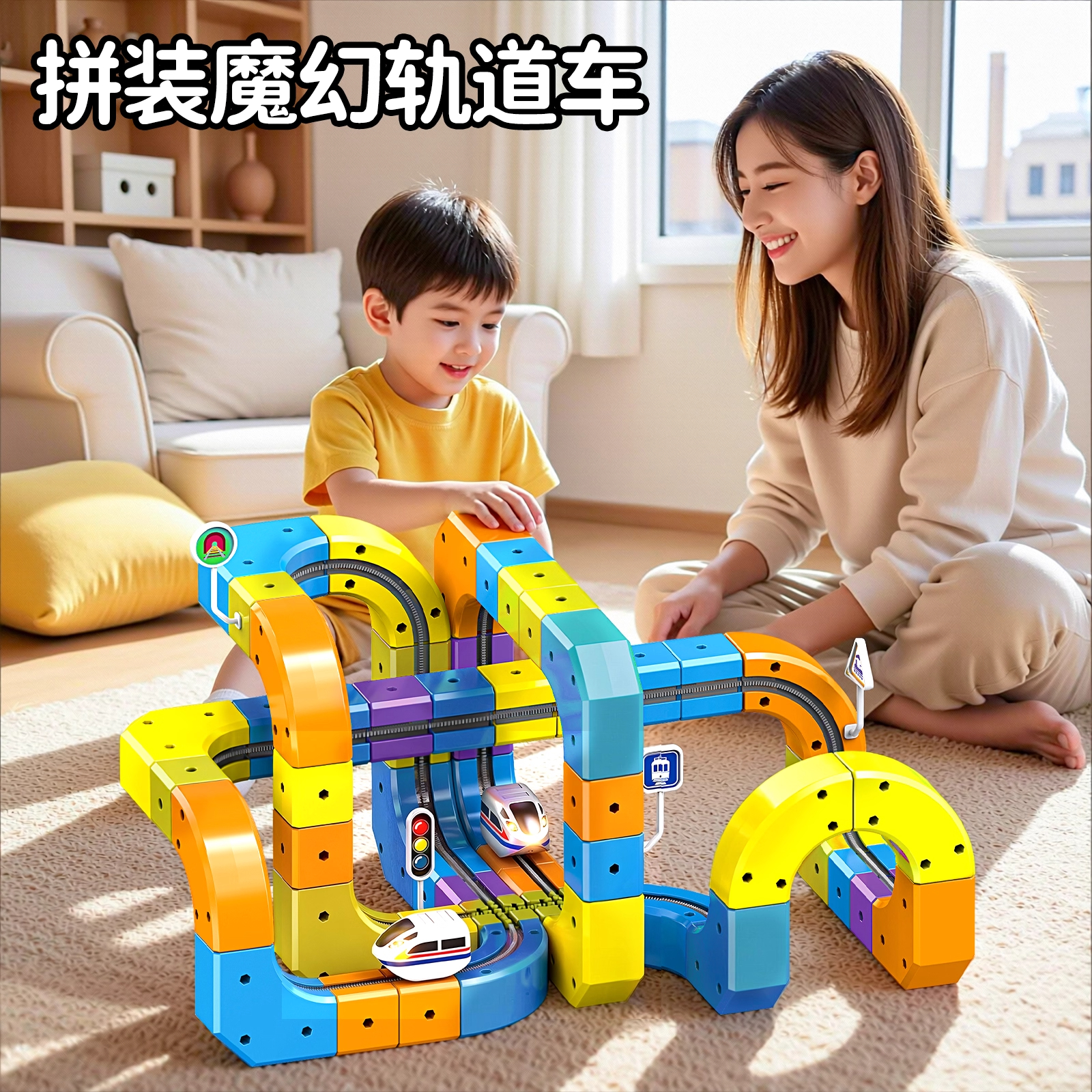 2025新款磁吸魔幻百变拼装轨道车