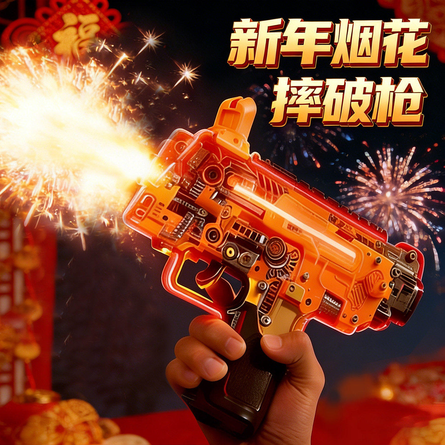 可以发射摔金属玩具炮过新年儿童手枪装弹mp7连送孩子春节礼物仗