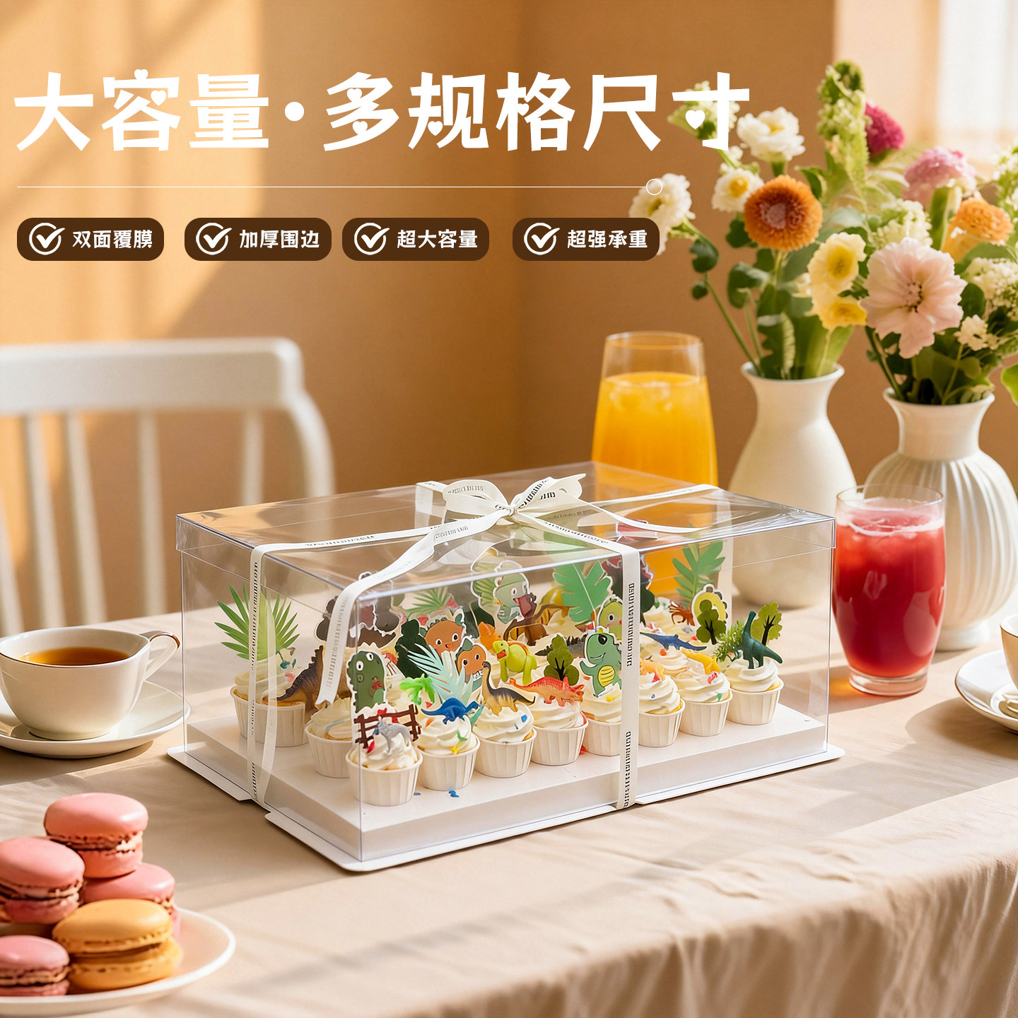 全透明长方形蛋糕盒16寸22寸28寸开业庆典毕业6040超大纸杯蛋糕盒,厨房/烹饪用具,点心包装盒/包装袋,淘宝优惠券,粉丝福利购,淘宝优惠卷