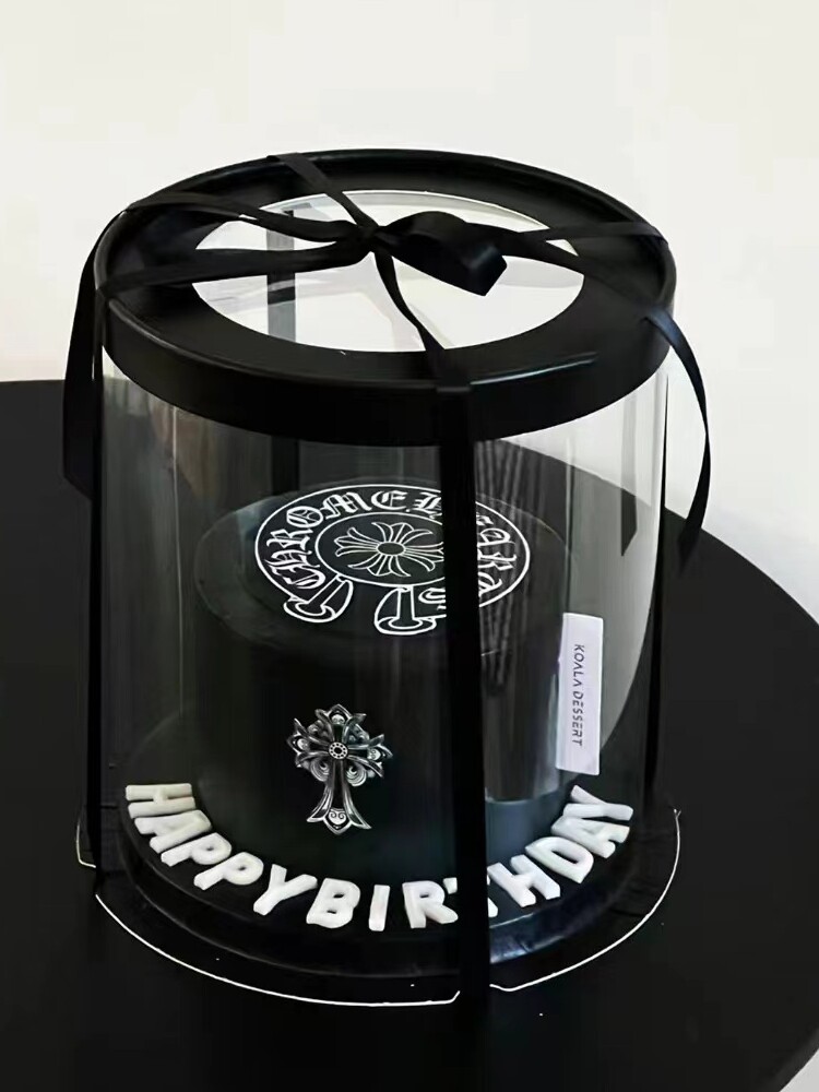 圆形开窗透明蛋糕盒8寸黑色白色10寸单层双层加高透明纸盒蛋糕盒图片