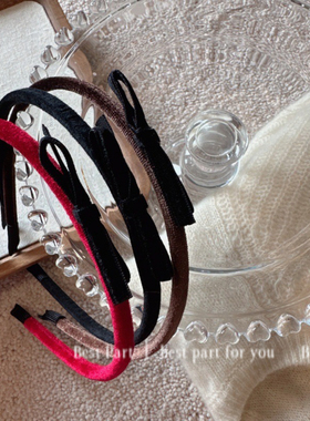 气质百搭丝绒蝴蝶结发箍甜美风少女外出百搭压发头箍韩国新款发饰