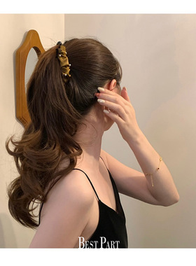 好chic~ 韩小珍珠香蕉夹竖夹简约马尾夹高级发夹气质韩国发饰头饰