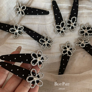 波点闪钻花朵夹子发夹高级感精致侧边发卡百搭刘海夹碎发边夹头饰