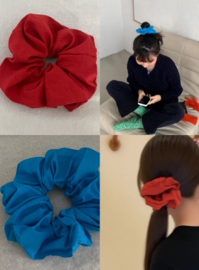 孔雀蓝色~韩系INS慵懒风彩色大肠发圈高级感扎头发丸子头皮筋发绳