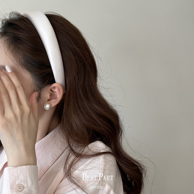 温柔鎏光百搭纯色宽边海绵发箍时尚压发头箍高颅顶发卡外出发饰女