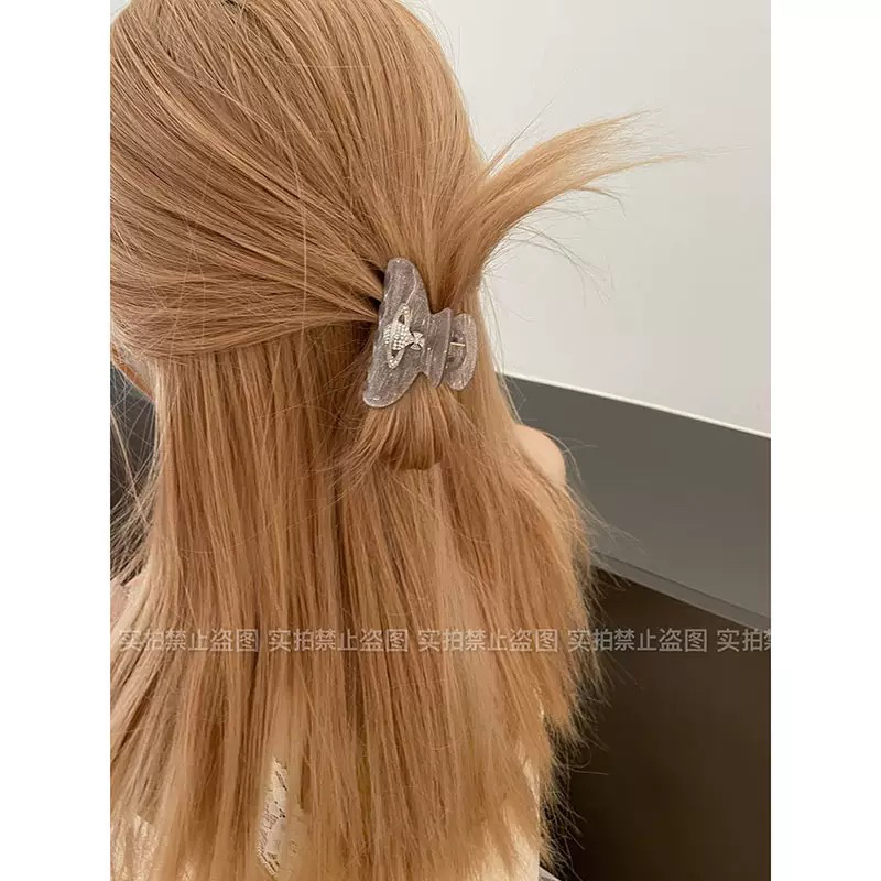 闪闪氛围~满钻星球高级双面复古土星抓夹女慵懒后脑勺鲨鱼夹发饰