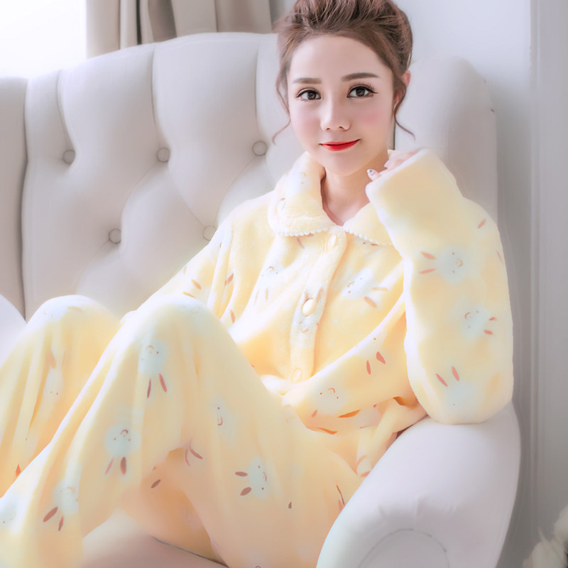 冬季珊瑚绒睡衣加厚家居服