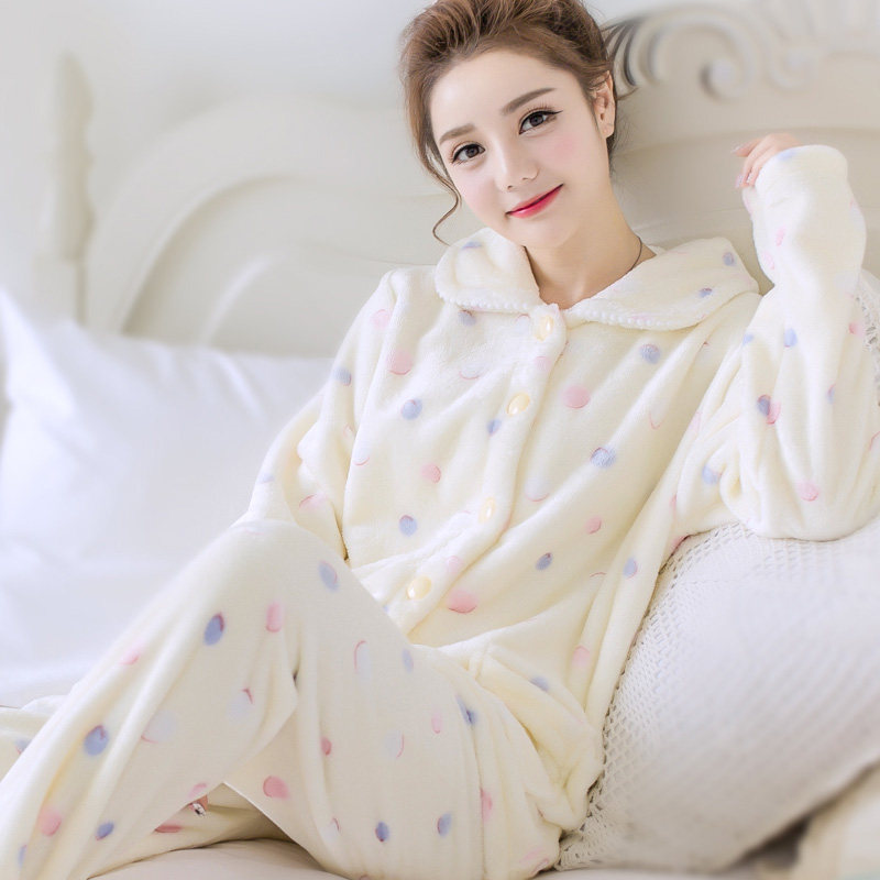 冬季珊瑚绒睡衣加厚家居服