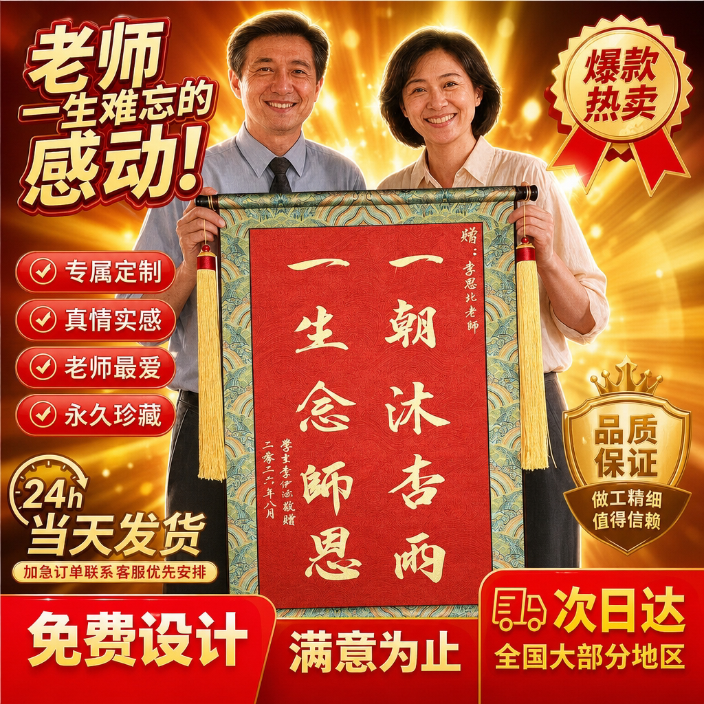 【锦旗定制感谢老师】手写锦旗