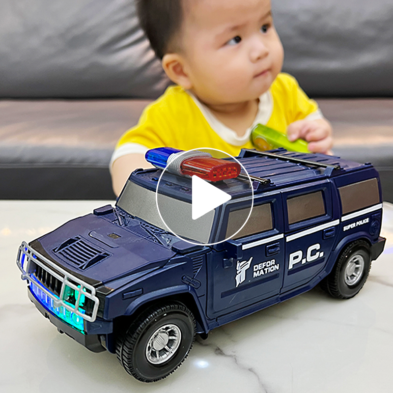 儿童变形警车机器人男孩益智玩具